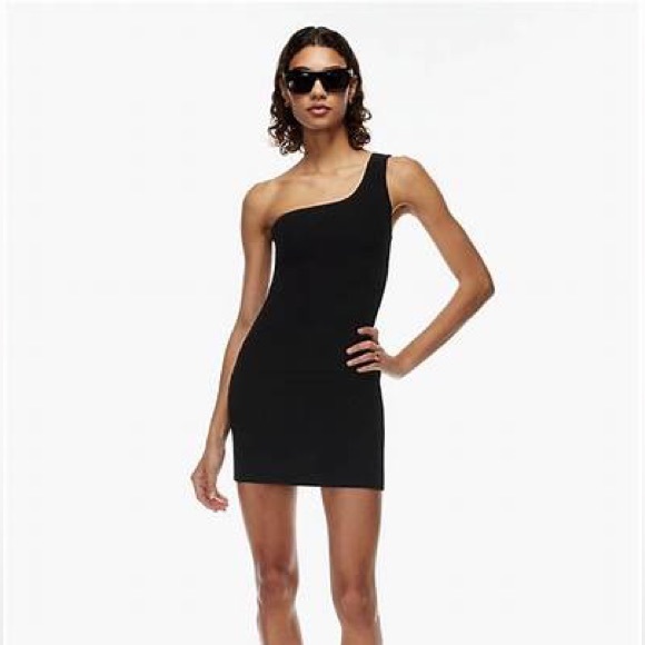 Aritzia One Shoulder Black Mini Dress - Picture 3 of 6